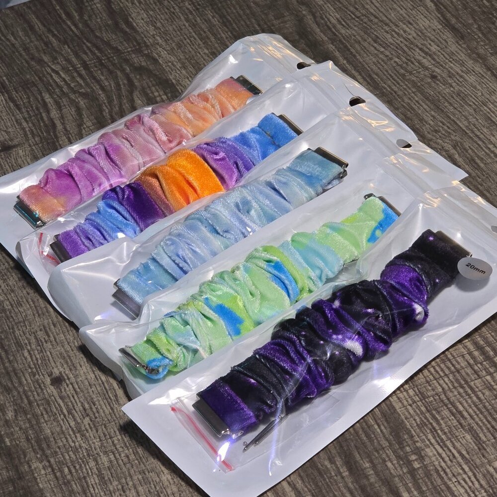 5 Pack Bundle -Fluffy 20mm Scrunchie Watchband for Samsung and Smart Watch Lot